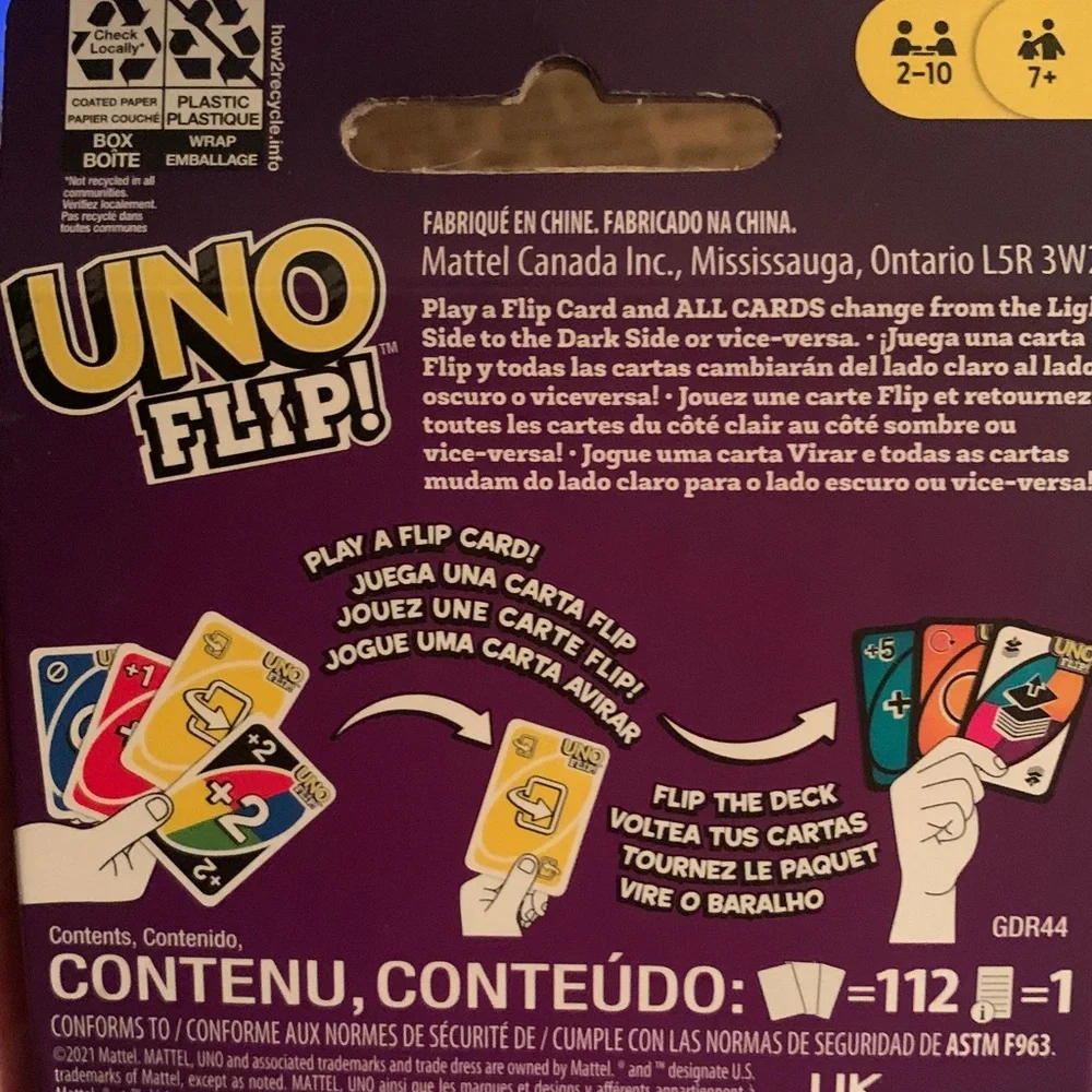 Mattel UNO FLIP! Card Game - Purple & Yellow